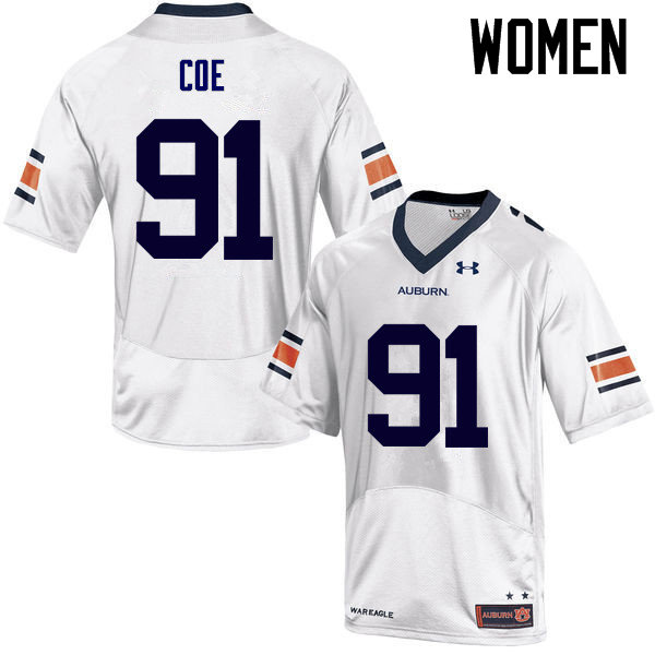 Women Auburn Tigers #91 Nick Coe College Football Jerseys Sale-White - Click Image to Close